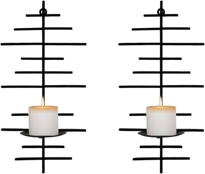 AIM & GGKK Wall Candle Sconce Set of 2,Black Wall Mounted Candle Holder for Home,Living Room, Dining Room,Rustic Farmhouse Boho Decoration
