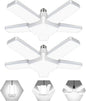 LED Garage Lights 2 Pack, The New 100W Deformable LED Shop Lights with 5 Adjustable Panels, E26/E27 LED Ceiling Light, 10000LM 6500K Hight Bay Light for Basement Warehouse Workshop