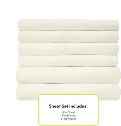 Twin XL Size Bed Sheets - 4 Piece 1500 Supreme Collection Fine Brushed Microfiber Deep Pocket Twin X-Large Sheet Set Bedding - 1 EXTRA PILLOW CASES, GREAT VALUE, Twin XL, ivory