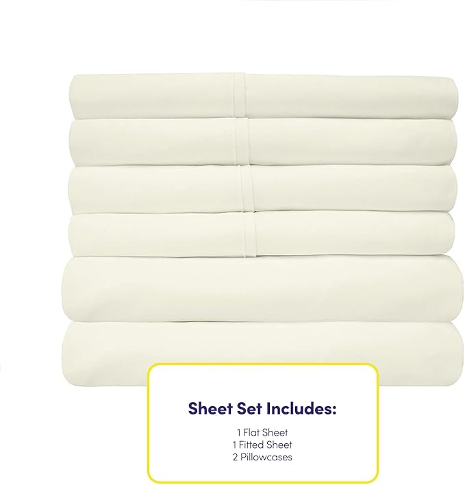 Twin Size Bed Sheets - 4 Piece 1500 Supreme Collection Fine Brushed Microfiber Deep Pocket Twin Sheet Set Bedding - 1 EXTRA PILLOW CASES, GREAT VALUE, Twin, ivory