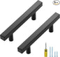 Ravinte 5 Pack Matte Black Cabinet Pulls - Slim 3 Inch Hole Center Drawer Handles - Square Kitchen Hardware for Cabinets and Cupboards