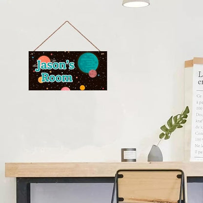 Personalized Sign Stars Wall Hanging Sign For Kids Room, Motivational Hanging Plaque Sign Outer Space Room Wall Art Decor, Starry Sky Nursery Decor for Boys Room Playroom Décor