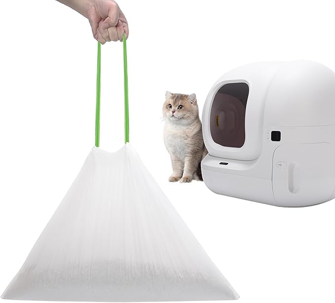 67 Count Cat Litter Bags for Pet Pura MAX Self-Cleaning Litter Box, Drawstring Kitty Liners for Automatic Waste Drawer Bin, Disposable Replacement Poop Trash Bag, Durable Leak-proof - 21 * 15.7 "-Mewly Pet