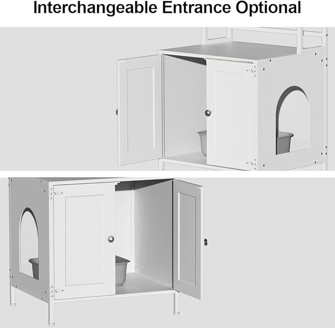 Tohomeor Litter Box Enclosure with Shelves and Doors Vintage Wooden Hidden Cat Litter Box Furniture Industrial Indoor Cat House Washroom-Mewly Pet