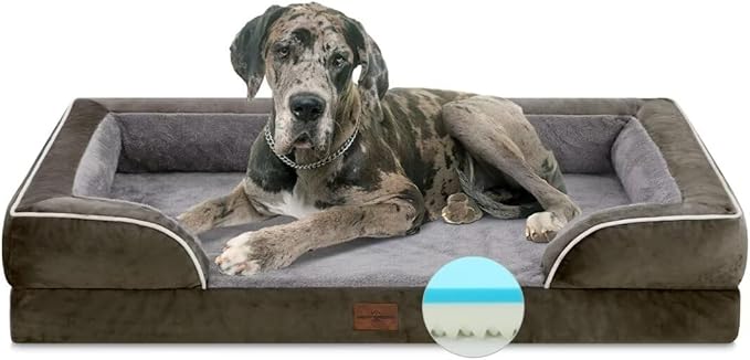 Comfort Expression XXL Dog Beds Memory Foam, Orthopedic Dog Beds for Extra Large Dogs, Waterproof Dogs Bed, Washable Pet Sofa Couch with Bolster & Removable Cover(XX-Large,Olive Green)-Mewly Pet