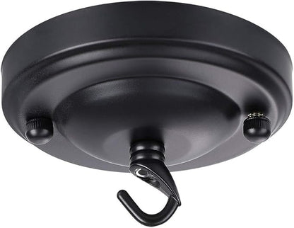 Upgraded Version 4.1Inch Light Canopy Kit Black, Chandelier Hook with Mounting Hardware, Iron Ceiling Canopy Kit for Pendant Light, Ceiling Hooks Cover Plate, Easy to Install, Varied Sizes