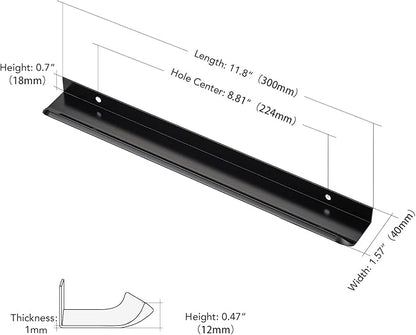 Ravinte Hardware 8 Pack Black Cabinet Handles, 11.8 Inch (300mm) Finger Edge Pulls, 8.8 Inch Hole Center, Finger Pulls for Cabinets
