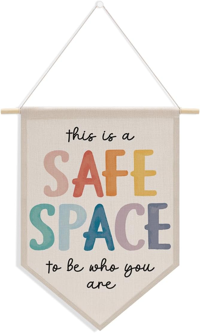 Therapy Office Decor, Speech Pathologist Gifts, Positive Affirmations Wall Decor, Mental Health Canvas Hanging Pennant Flag Banner Counseling Office Must Haves