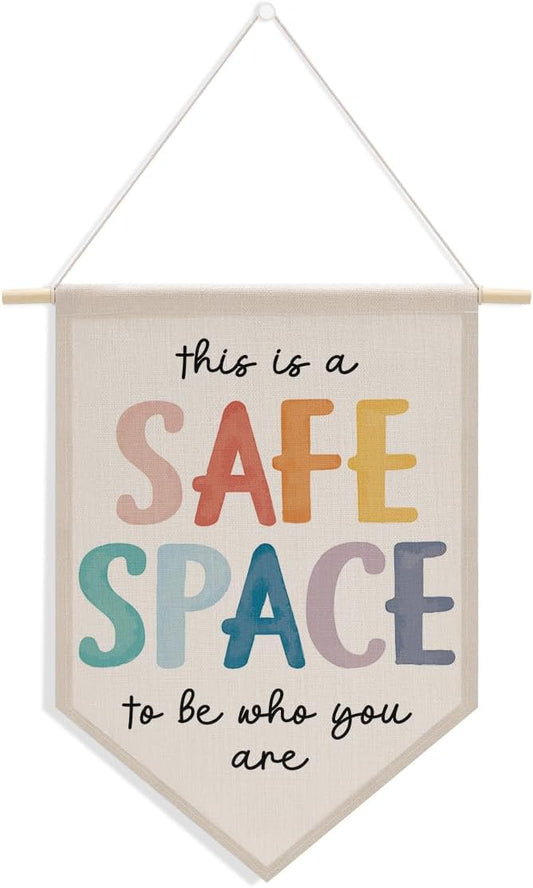 Therapy Office Decor, Speech Pathologist Gifts, Positive Affirmations Wall Decor, Mental Health Canvas Hanging Pennant Flag Banner Counseling Office Must Haves