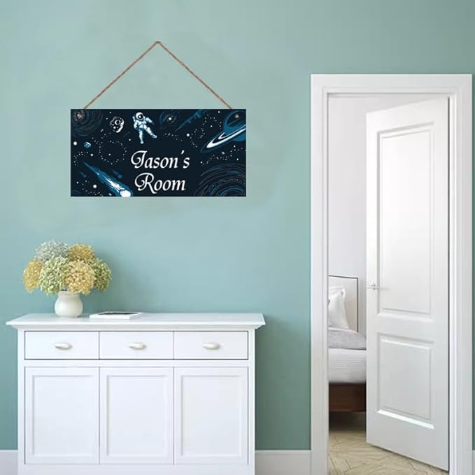 Personalized Space Decor for Boys Room Outer Space Theme Room Decor for Boys,Astronaut Wall Art Decor for Kids Room Boys Bedroom Comet Nursery Playroom