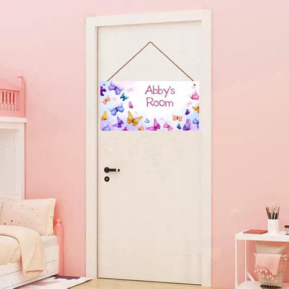 Personalized Name Butterfly For Girls Room Baby Nursery Door Wood Plaque Hanging Wall Art Decor For Kids Bedroom Nursery