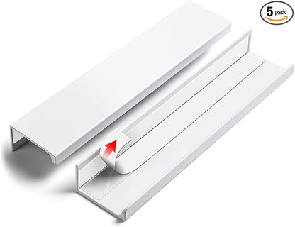 5 Pack 6 inch self Adhesive Cabinet pulls Finger pulls Drawer Pull Stick on Handles Bright White Adhesive Cabinet Handles Finger pulls for cabinets Concealed Edge Seam Flat
