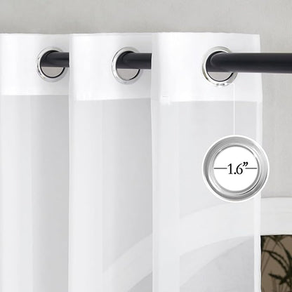 NICETOWN White Sheer Curtains 80 inches Long for Doorway, Grommet Voile Sheer with Light Filtering Window Treatments Elegant Door Curtains for Nursery/Bedroom, W42 x L80, 2 Panels