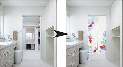 Noren Japanese Style Doorway Curtain with a Picture of Japanese Goldfish Printed on it (pattern2)