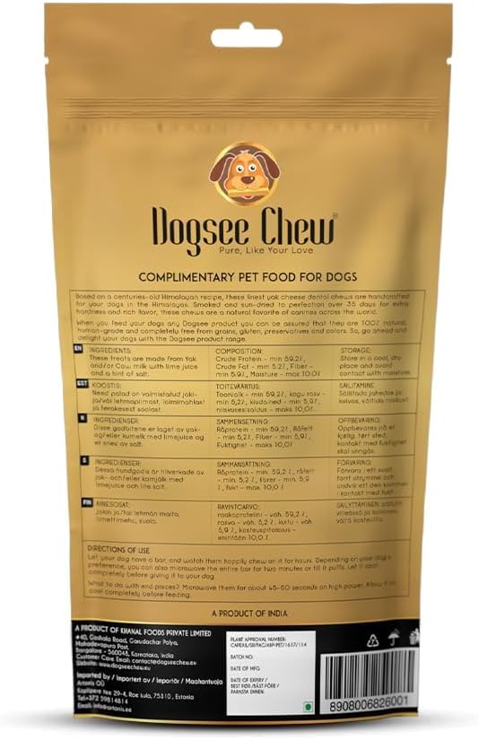 Dogsee Original Himalayan Yak Cheese Dog Chews (Small - 3 Bars) | Fights Plaque and Tartar| Yak Chews for Small Dogs | Rawhide Free | Easily Digestible Dog Treats-Mewly Pet