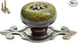 10 Pack Retro Ceramic Knobs,Vintage Dresser Kitchen Petal Cabinet Pulls Rustic Zinc Alloy Base Back Plate Kid Cupboard Wardrobe Drawer Door Handles (Leopard Print Green)
