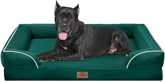 Comfort Expression Orthopedic Dog Bed Waterproof, XXL Dog Beds for Oversized Dogs, Washable Dogs Sofa Bed with Removable Cover & Non-Slip Bottom(XX-Large,Emerald)-Mewly Pet
