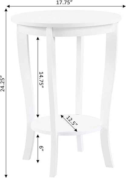 Convenience Concepts American Heritage Round End Table, White