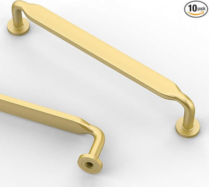 Asidrama 10 Pack 5 Inch(128mm) Brushed Gold Kitchen Cabinet Handles, Cabinet Pulls Kitchen Cabinet Hardware for Cupboard Drawer Pulls
