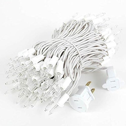 Holiday Pride White Christmas Tree Lights - 100 Count Clear White Lights String on White Wire - 24 Ft - Indoor/Outdoor Use - UL Listed - Static & Flashing Modes - Connectable