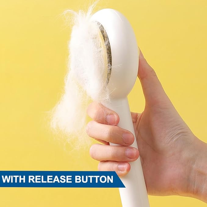 Cat Brush for Short or Long Haired Cats Dogs Rabbits, Cute Dog Brush with Release Button for Massage and Removes Loose Fur-Mewly Pet