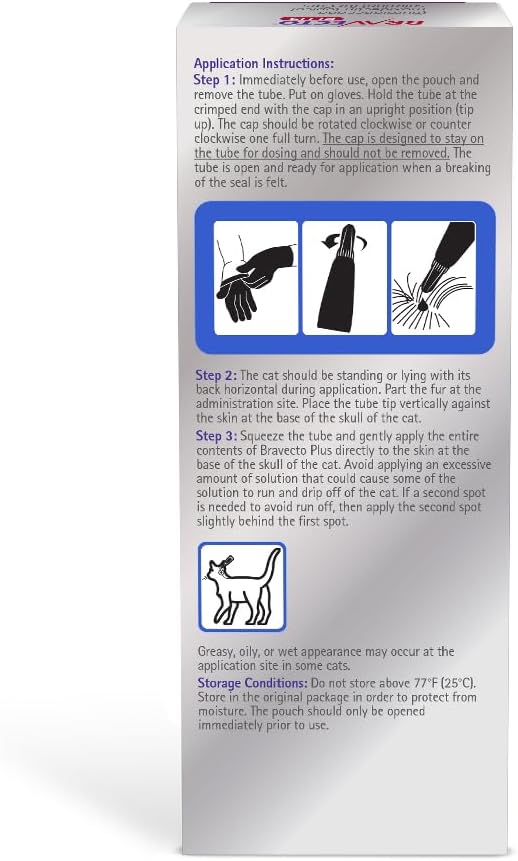 BRAVECTO PLUS Topical Solution for Cats, Flea, Tick & Heartworm, 2 Months Supply, 6.2-13.8 lbs., Blue Box-Mewly Pet