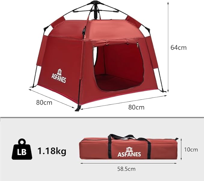 Outdoor Waterproof Pet Automatic Camping Tent, Pop up Cave Bed for Indoor Cats and Small Dogs, Portable Cat House Dog House, Red.-Mewly Pet