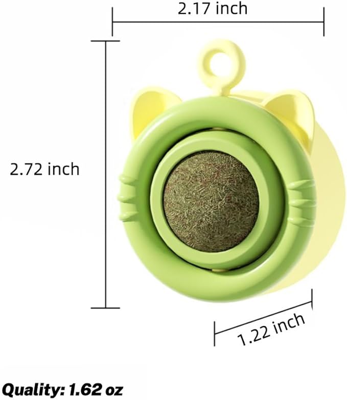 SLLOS Catnip Toy Balls 3 Pcs,Happy Planet 360°Rotating,Cat Energy Ball,Edible Kitten Silvervine Toys for Cats Lick, Healthy Kitty Teeth,Catnip Wall Balls for Cats, Cat Wall Treats,(Yellow-Green)-Mewly Pet