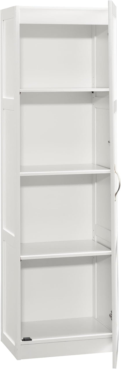 Sauder Miscellaneous Tall Storage Cabinet, Kitchen Pantry, Single Door with Adjustable Shelves, White Finish