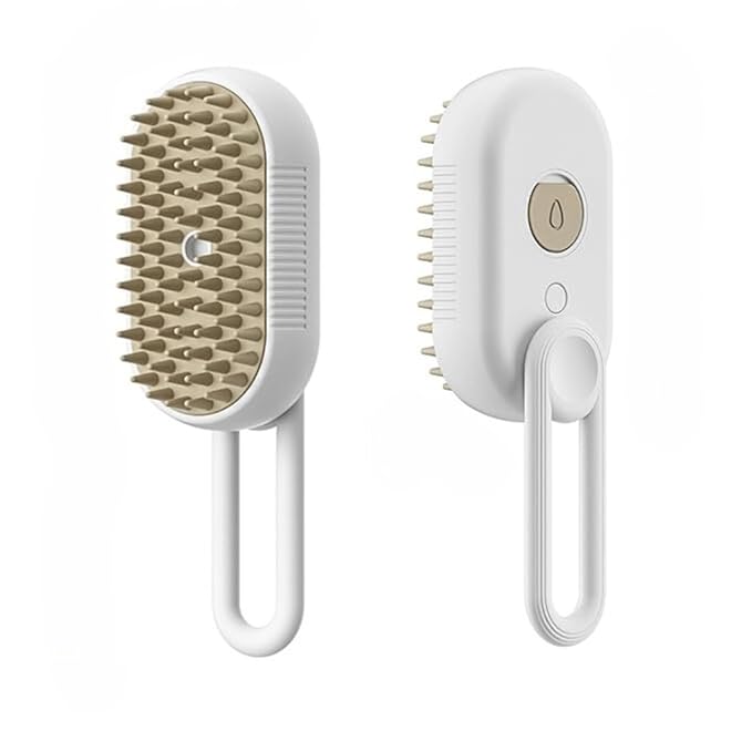 Generic Cat Steam Brush,Rechargeable with Handle,Self-Cleaning Grooming Tool,for Cats and Dogs,4 In1 Cat Steamy Brush, Multifunctional Hair Comb for Removing Tangled and Loose Hair (white)-Mewly Pet