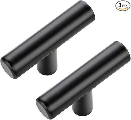 JOY DECOR 3 Pack Cabinet Knobs, Black Cabinet Handles, 2in Kitchen Cabient Knobs, Single Hole Drawer Knobs for Dresser Drawers
