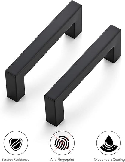 Ravinte 10 Pack 3-1/2 Inch Kitchen Square Cabinet Handles Matte Black Pulls Black Drawer Pulls Kitchen Cabinet Hardware Handles