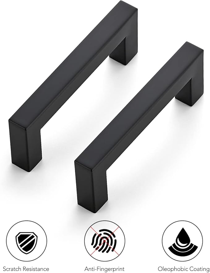 Ravinte 14 Pack 3-1/2 Inch Kitchen Square Cabinet Handles Matte Black Cabinet Pulls Black Drawer Pulls Kitchen Cabinet Hardware Kitchen Handles for Cabinets Cupboard Handles Drawer Handles
