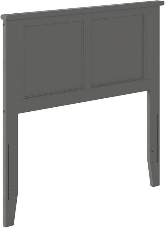 AFI, Madison Twin Solid Wood Panel Headboard with Attachable Charger, Grey