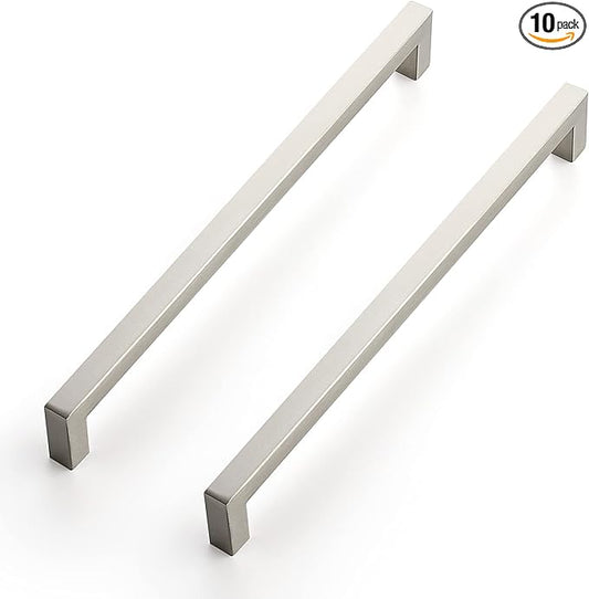 Ravinte 10 Pack 10 Inch Kitchen Square Cabinet Handles Satin Nickel Cabinet Pulls Brushed Nickel Drawer Pulls Kitchen Cabinet Hardware Kitchen Handles