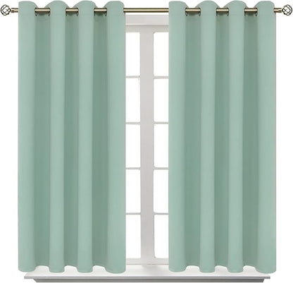 BGment Blackout Curtains - Grommet Thermal Insulated Room Darkening Bedroom and Living Room Curtains, Set of 2 Panels (52 x 54 Inch, Frosty Green)