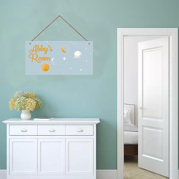 Personalized Sign Starry sky Decor For Boys Room, Sun Moon Stars Themed Wall Art Decor For Little Man Cave, Outer Space Room Decor, Universe Decorations For Kids Room Nursery Baby Game Room