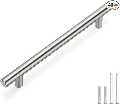 homdiy Brushed Nickel Cabinet Handles Kitchen Pulls Stainlees Steel 6-1/4inch(160mm) Hole Centers - Europe Bedroom Drawer Dresser Cabinet pulls 40Pack