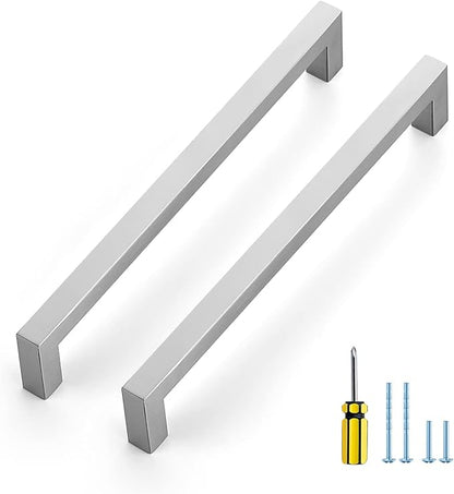 Ravinte 5 Pack Brushed Nickel Kitchen Cabinet Handles 8 Inch Cabinet Pulls Square Kitchen Hardware for Cabinet Drawer Pulls Drawer Handles Come with Screwdriver