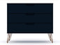 Manhattan Comfort Rockefeller 3 Drawer Dresser for Bedroom Storage, Closet, Living Room, Entryway, TV Stand for Screens up to 32 Inches, Anti-Tip Kit Included, Set of 1, Midnight Blue