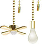 Ceiling Fan Pull Chain Ornaments Extension Chains with Decorative Light Bulb and Cord 13.6 Inches Fan Pull Chain Set For Ceiling Light Lamp Chain (Gold)