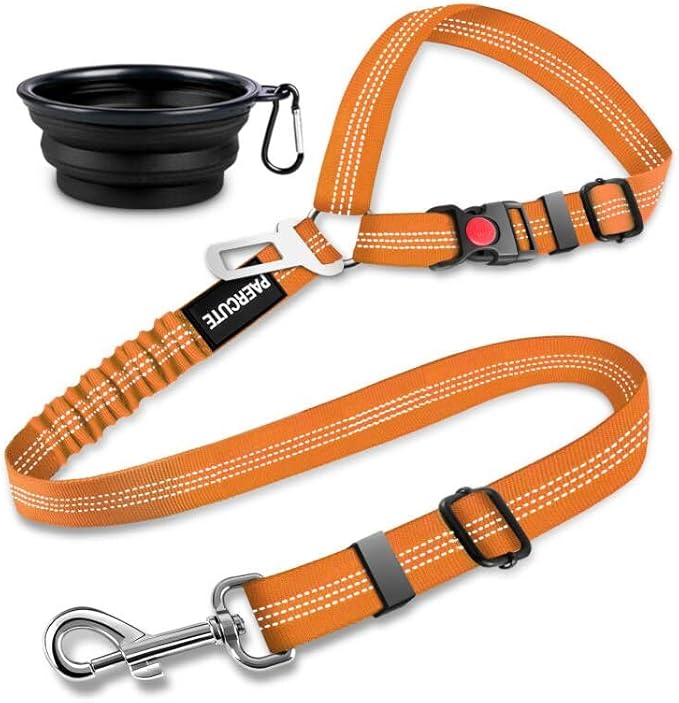 2 Piece Set Retractable Dog Car Seatbelts - Adjustable Pet Seat Belt for Vehicle Headrest Restraint - Heavy Duty & Elastic & Durable Car Harness-Mewly Pet