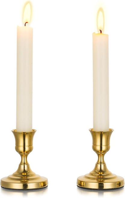 Gold Taper Candle Holders Vintage: Small Candlestick Holders Metal Candle Sticks Holder Decor Antique Decoration for Dinning Table Mantel Wedding Centerpieces Christmas Party Set of 2