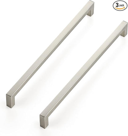Ravinte 3 Pack 11-5/16 Inch Square Cabinet Handles Satin Nickel Pulls Brushed Nickel Drawer Pulls Kitchen Cupboard Hardware for Cabinets Cupboard Drawer Handles