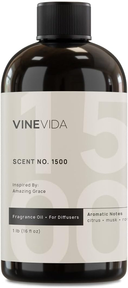 VINEVIDA [16 Fl Oz] Scent NO. 1500 Fragrance Oil for Cold Air Diffusers, Aromatic Notes of Citrus Musk Rose, Essential Oils for Diffuser Oil Refill & Air Freshener Room Spray