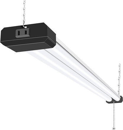 hykolity 5000K LED Shop Light Linkable, 4FT Daylight 42W LED Ceiling Lights for Garages, Workshops, Basements, Hanging or FlushMount, Power Cord with Pull Chain, 4400lm, ETL- 1 Pack