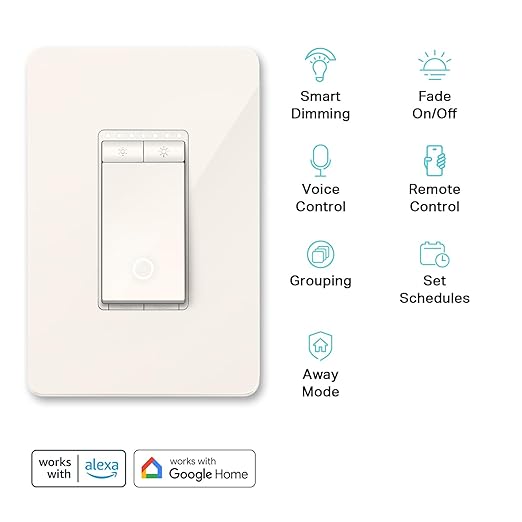 Kasa Smart Dimmer Switch HS220-LA, Light Almond, Single Pole, Needs Neutral Wire, 2.4GHz Wi-Fi Light Switch Compatible with Alexa and Google Home, UL Certified, No Hub Required