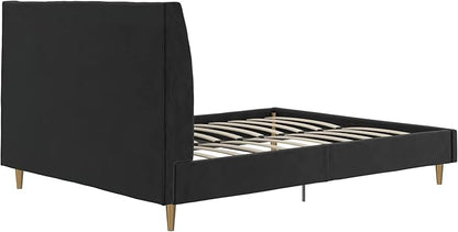 Novogratz The Her Majesty Upholstered Bed, Queen, Black Velvet