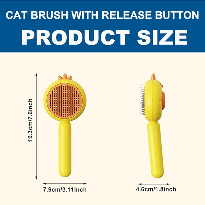 Cat Brush for Short or Long Haired Cats Dogs Rabbits, Cute Dog Brush with Release Button for Massage and Removes Loose Fur-Mewly Pet