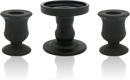 Black Unity Candle Holder - Glass Candle Holders for Pillar Candles Taper Candles, Glass Candlestick Holders Set of 3, Decorative Clear Glass Candlestick Holder for Wedding Church Centerpiece